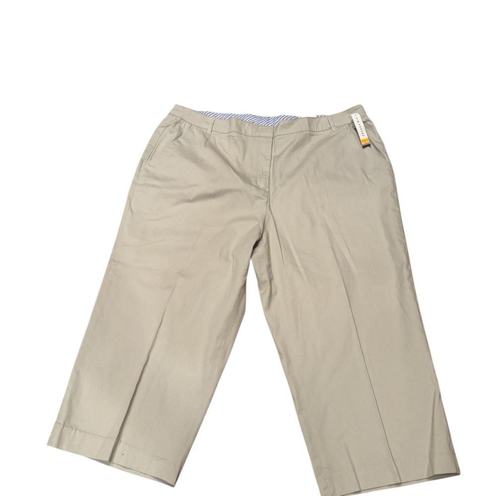 Kim Rogers Women's Solid Chino Capri Pants Shannon Fit Size 22W Beige - Picture 2 of 6